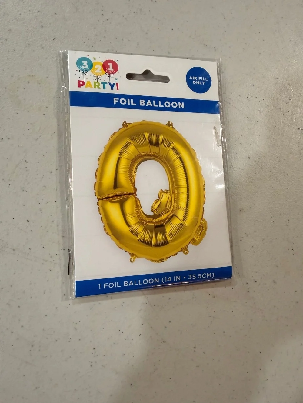 321 Party! Gold Foil Balloon Number 0, 14 Inch